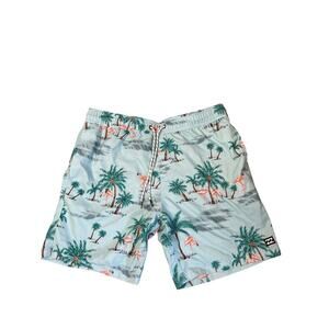 Billabong men's swim trunks Hawaiian tropical palm tree unlined SZ LG swimsuit